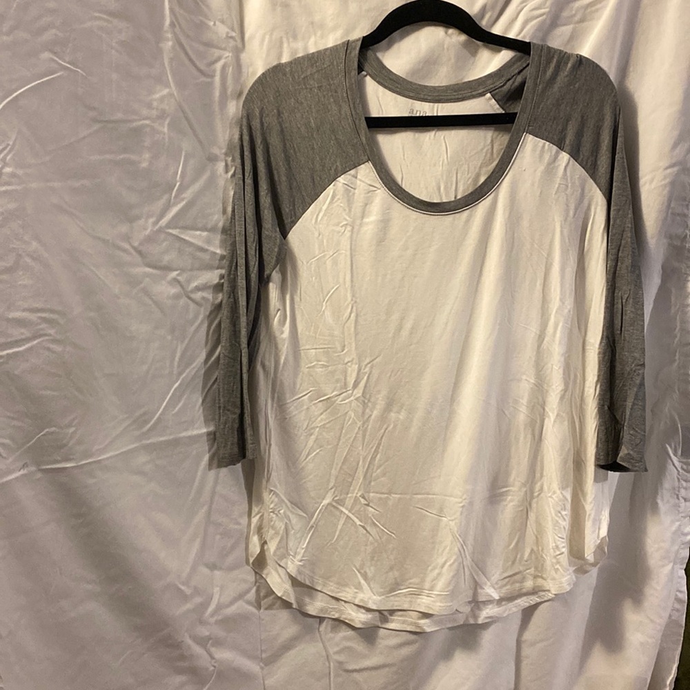 White shirt with gray sleeves